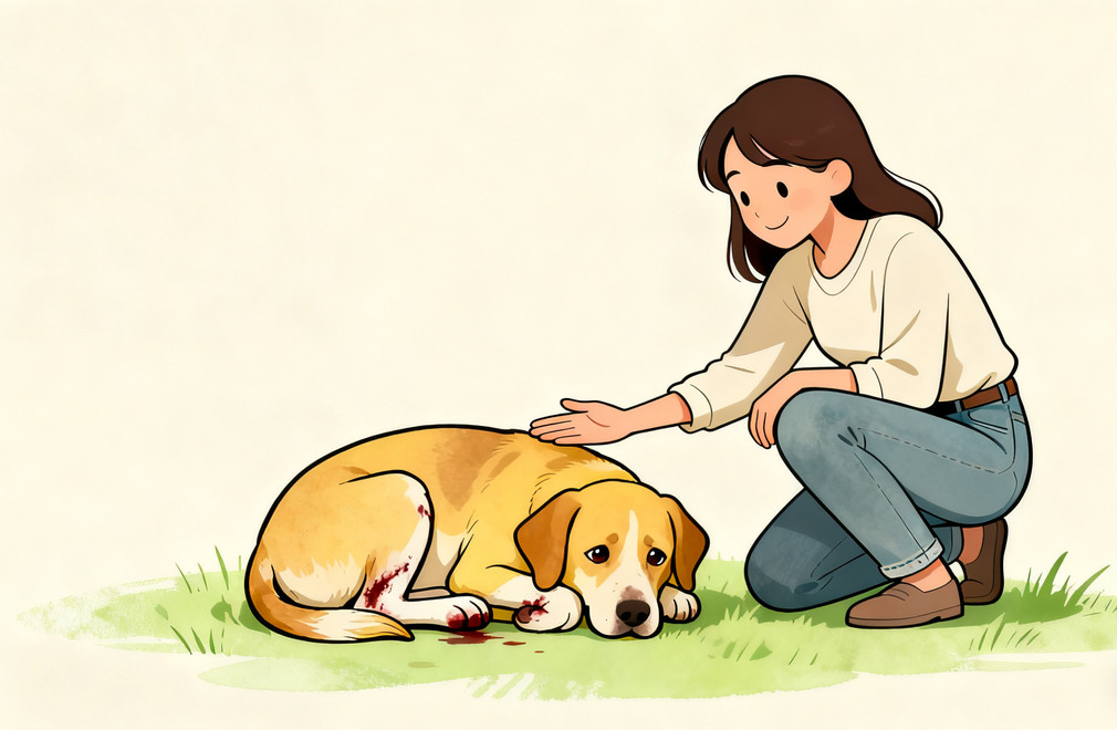 接近受伤狗狗,救助受伤狗狗,狗狗救助安全,安全救助狗狗