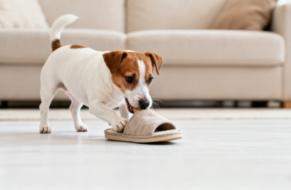 狗狗为什么爱咬拖鞋?如何纠正? 狗狗爱咬拖鞋,纠正方法,狗狗行为纠正,宠物训练