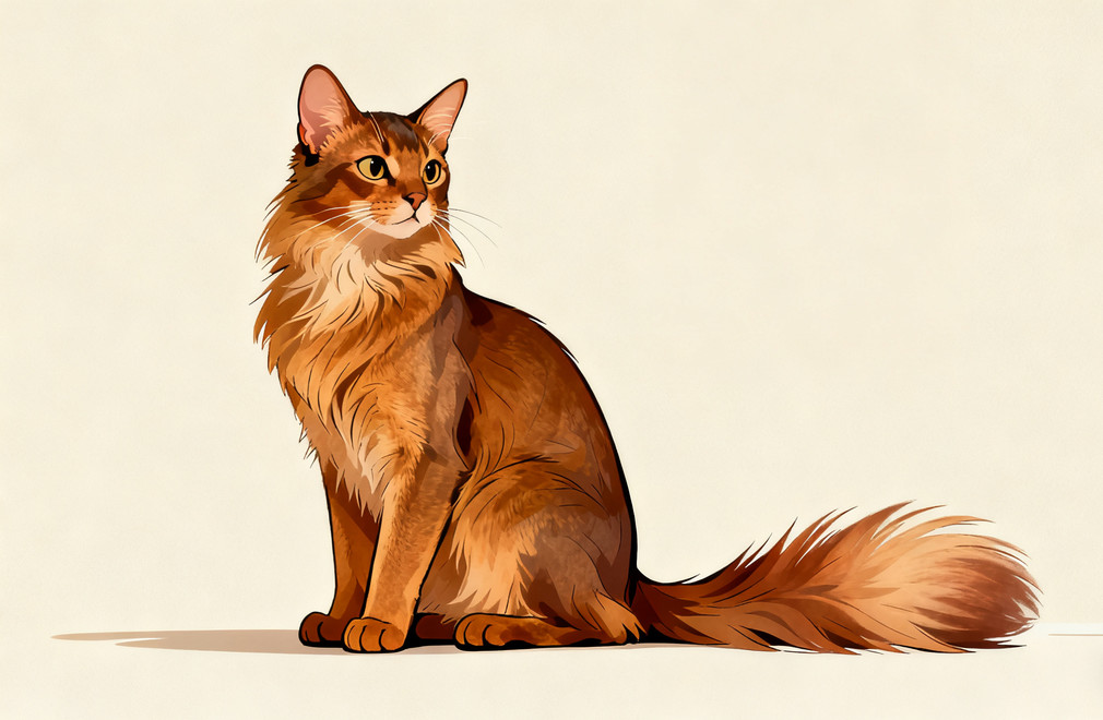 索马里猫:长毛版的阿比西尼亚,狐狸般的大尾巴 索马里猫,阿比西尼亚猫,长毛猫,狐狸尾巴猫