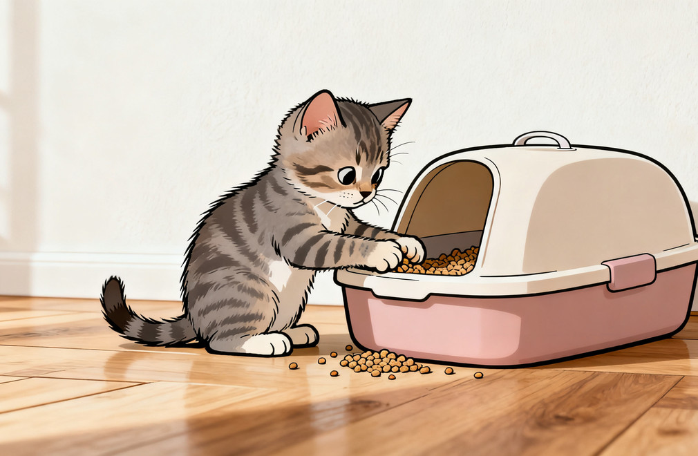 幼猫训练,猫砂盆使用,新手养猫,幼猫护理