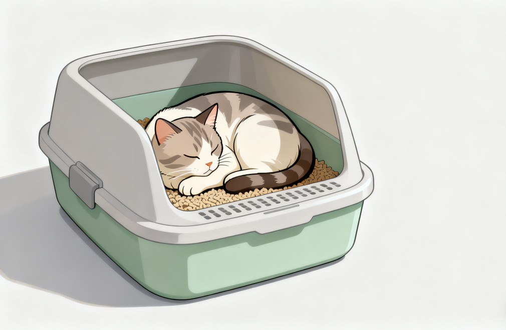 《猫咪在猫砂盆里睡觉正常吗?》 猫咪,猫砂盆,睡觉,行为异常