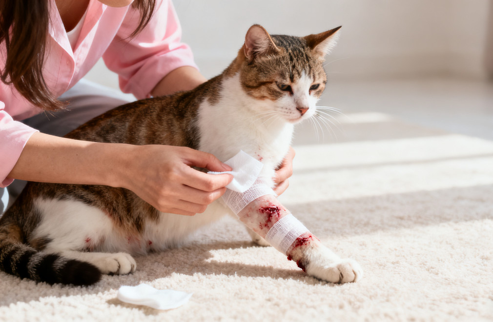猫咪外伤出血,止血,包扎