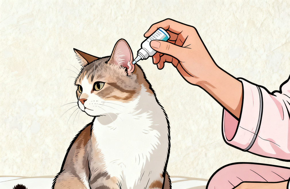 猫咪滴耳药,给猫咪滴耳药,猫咪耳部护理,宠物用药指南