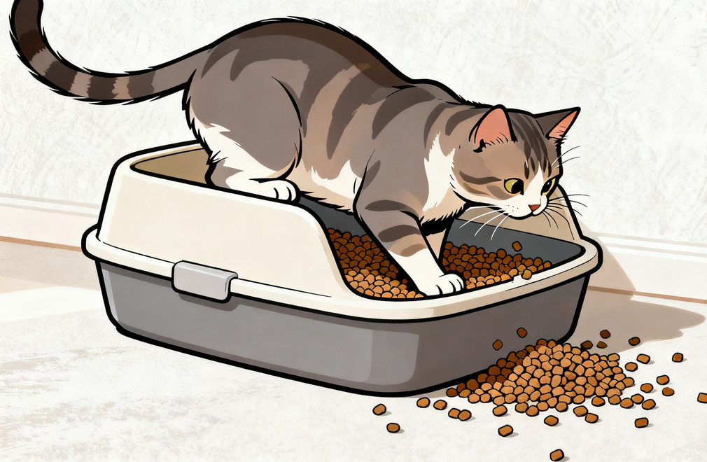 如何纠正猫咪扒猫砂扒得到处都是? 猫咪扒猫砂,纠正方法,猫砂外溅,猫咪行为训练