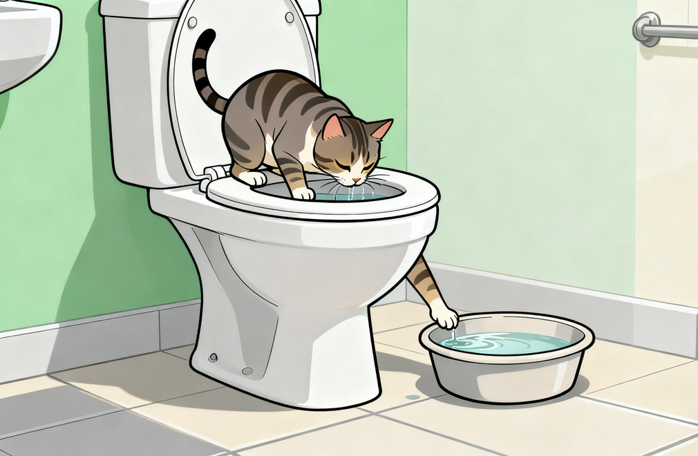 猫咪喝马桶水,猫咪喝洗脚水,猫咪饮水行为,宠物饮水问题