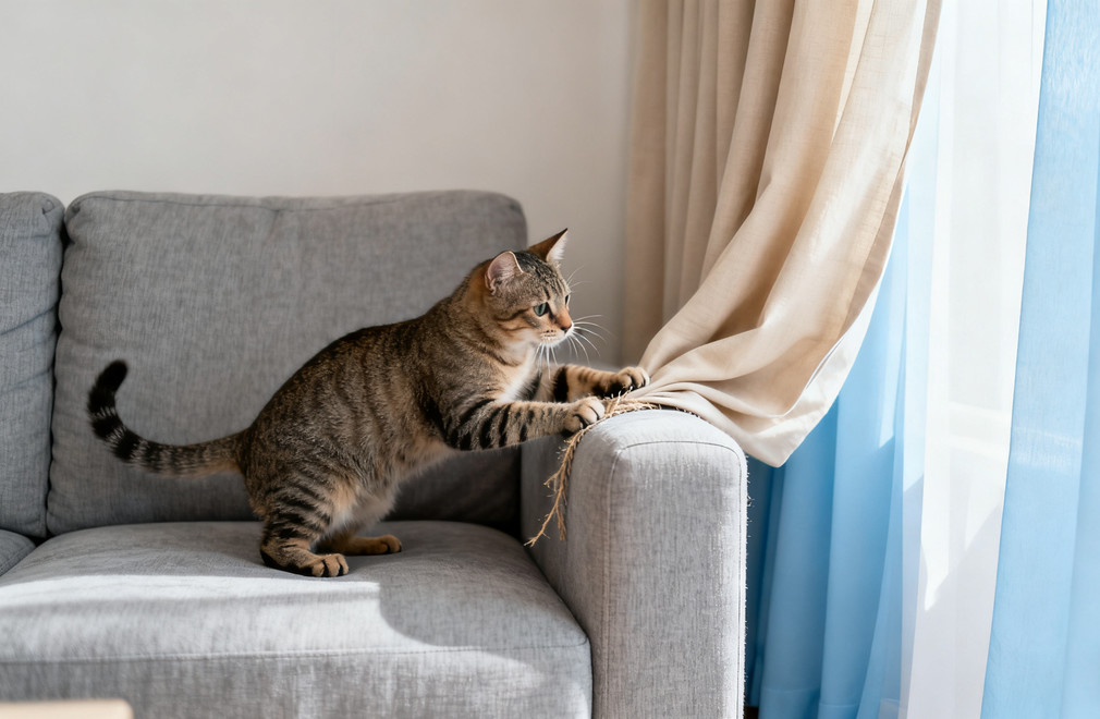 猫咪为什么喜欢抓沙发、窗帘?如何纠正? 猫咪抓沙发,猫咪抓窗帘,纠正猫咪抓家具,猫咪行为纠正