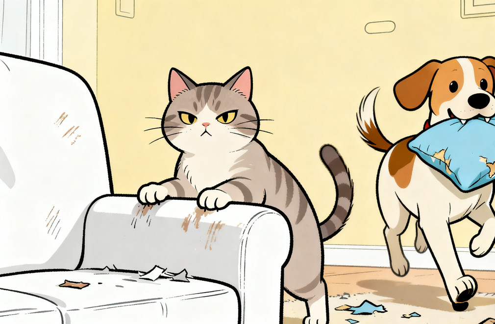 猫咪拆家,狗狗拆家,拆家能力对比