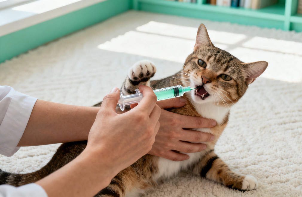 猫咪喂药,液体药喂食,猫咪用药,宠物喂药技巧