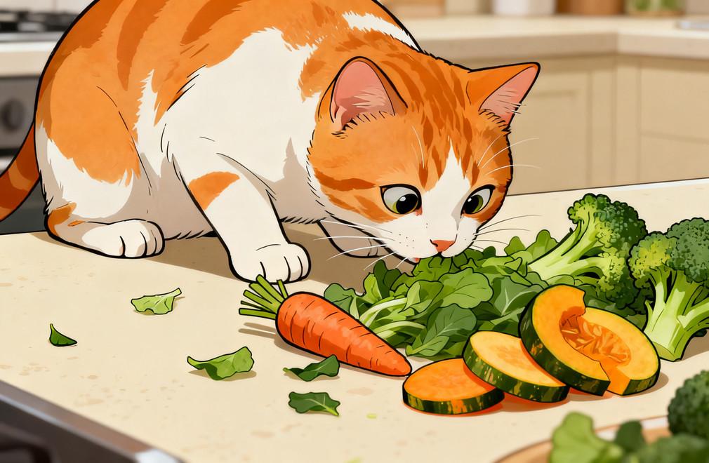 猫咪蔬菜,有益蔬菜,猫咪饮食,猫咪营养