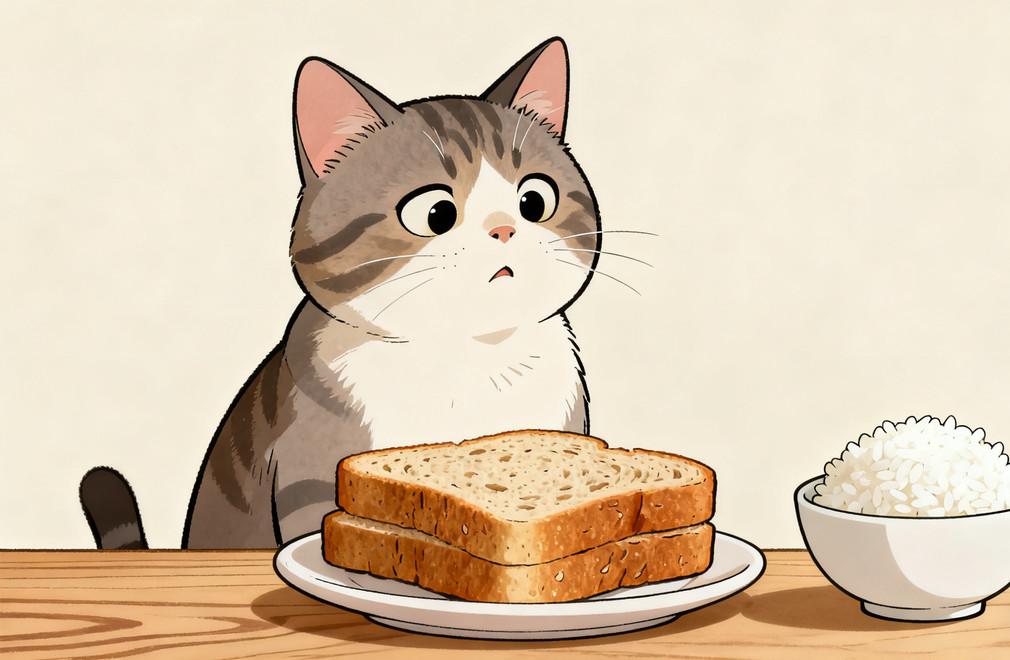 猫咪,碳水化合物,面包,米饭