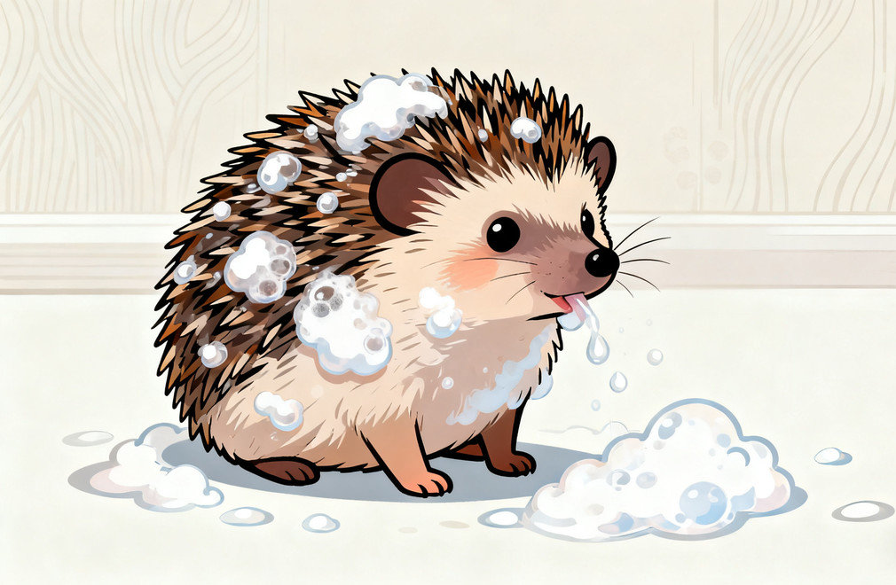 刺猬,吐泡沫,自我涂沫