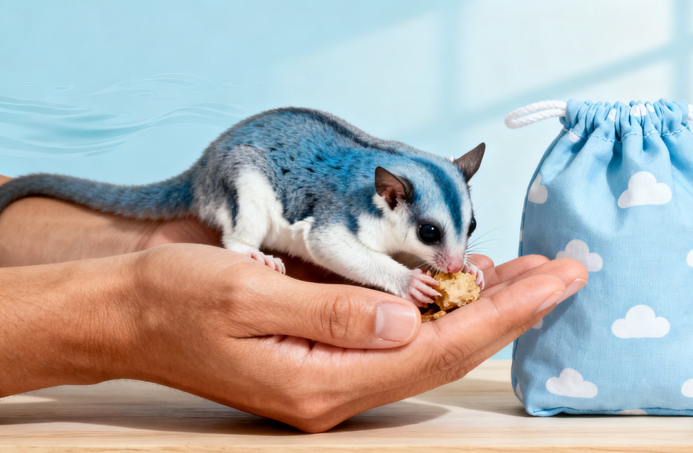 蜜袋鼯,建立信任,手喂食物,bonding pouch