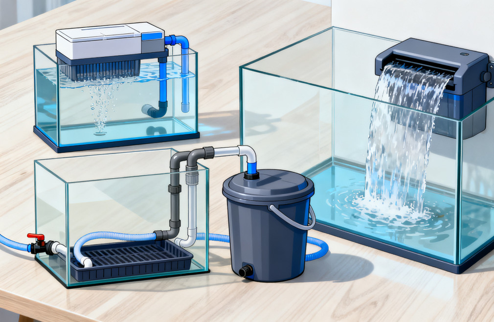 鱼缸过滤系统,上滤,底滤,滤桶