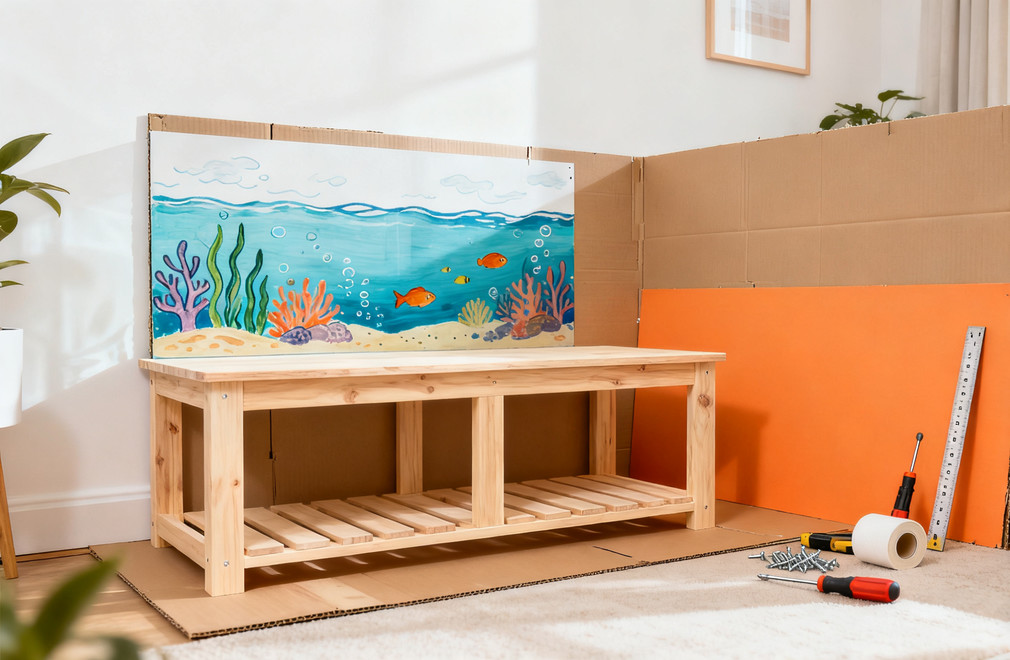 水族馆DIY:自己动手做鱼缸架、背景板 水族馆DIY,鱼缸架制作,背景板DIY,鱼缸DIY