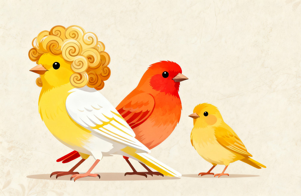 金丝雀品种:卷毛、颜色、体型分类 金丝雀,卷毛金丝雀,金丝雀颜色,金丝雀体型分类