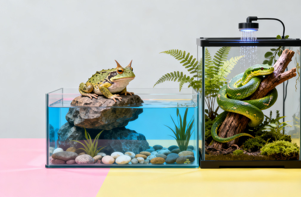 两栖动物饲养缸,水陆缸设置,雨林缸设置